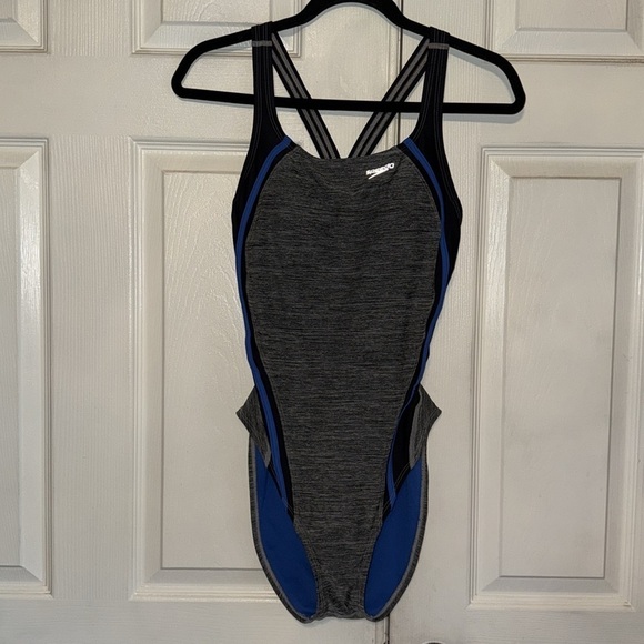 Speedo Hydro Bra Quantum Splice Blue Lolite One Piece Swimsuit - Picture 3 of 5